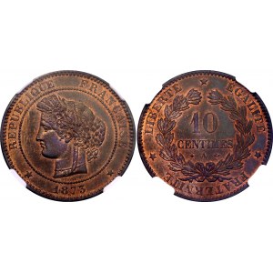 France 10 Centimes 1873 A NGC MS 65 RB