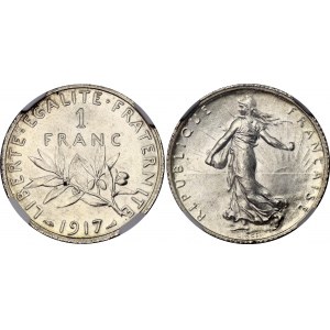 France 1 Franc 1917 NGC MS 63