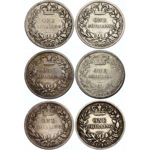Great Britain 6 x 1 Shilling 1840 - 1859