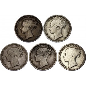 Great Britain 5 x 1 Shilling 1860 - 1874