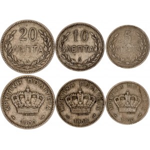 Greece Crete 5 - 10 - 20 Lepta 1900 A