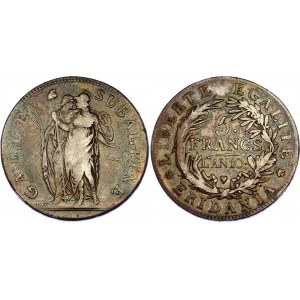 Italian States Piedmont 5 Francs 1801 LAN 10