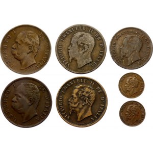 Italy Lot of 7 Coins 1866 - 1894