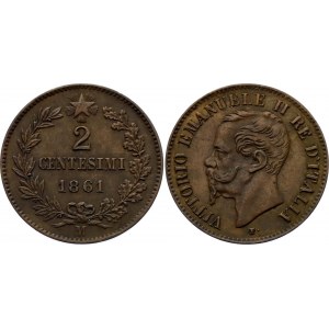 Italy 2 Centesimi 1861 M