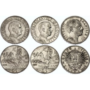 Italy 3 x 1 Lira 1906 - 1913 R