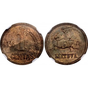 Lithuania 1 Centas 1936 NGC MS 63 RB