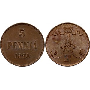Russia - Finland 5 Pennia 1888