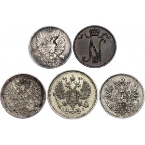 Russia Lot of 5 Coins 1815 - 1916