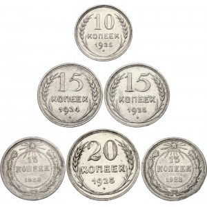 Russia - USSR Lot of 6 Coins 1923 - 1924