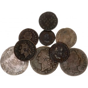 France Lot of 9 Coins 1290 - 1791