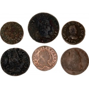 France Lot of 6 Coins 1550 - 1721