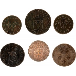 France Lot of 6 Coins 1550 - 1721