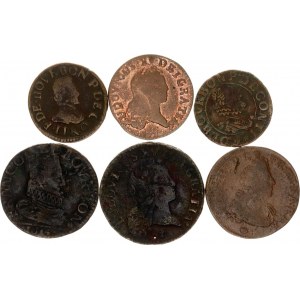 France Lot of 6 Coins & Tokens 1680 - 1792