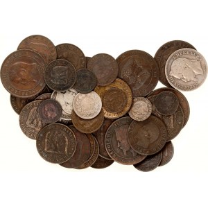 France Lot of 43 Coins 1843 - 1866