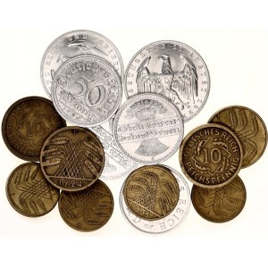 Germany - Weimar Republic Lot of 14 Coins 1920 - 1936