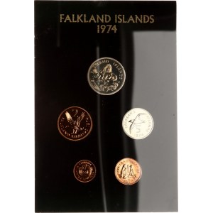 World Falkland Islands & Singapore Proof Set of 5 Coins & Proof Set of 6 Coins 1974 - 1977 with Original Folders