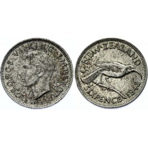 New Zealand 6 Pence 1942 KG
