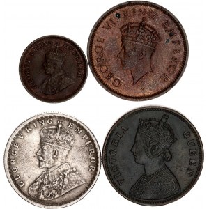 India Lot of 4 Coins 1862 - 1939