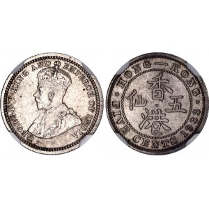 Hong Kong 5 Cents 1933 NGC MS 62