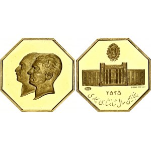 Iran Hexagonal Gold Medal Mohammad Reza Shah Pahlavi 1976 MS 2535