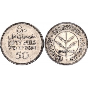 Palestine 50 Mils 1942 PCGS UNC
