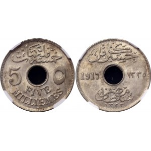 Egypt 5 Milliemes 1917 H AH 1335 NGC MS 62