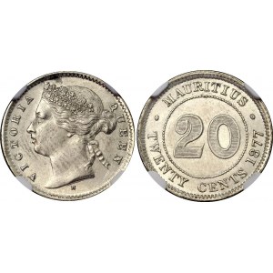 Mauritius 20 Cents 1877 H NGC UNC DETAILS