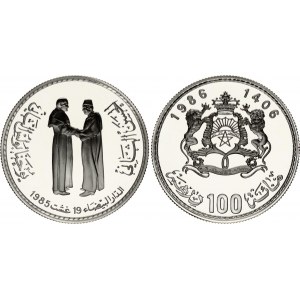 Morocco 100 Dirhams 1986 AH 1406 with Original Case