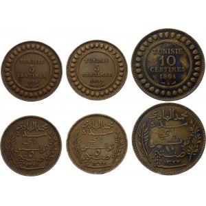 Tunisia Lot of 3 Coins 1903 - 1904 AH 1321 - 1322