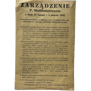 ZARZĄDZENIE STADTHAUPTMANNA SCHMIDA KRAKÓW 1941