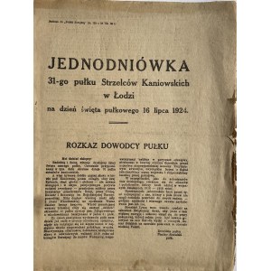 JEDNODNIÓWKA 31-GO PUŁKU STRZELCÓW KANIOWSKICH