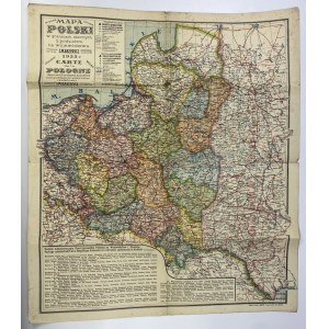 Mapa Polski w granicach obecnych z podziałem na województwa 1922