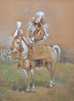 Jan Chełmiński (1851 Brzustów - 1925 Nowy Jork), Werblarz na koniu