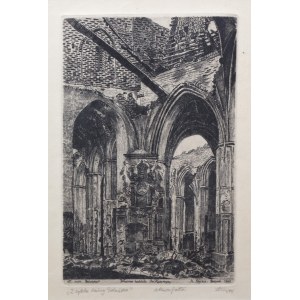 Stanisław Rolicz (1913 Mandżuria - 1997 Sopot), Wnętrze kościoła św. Katarzyny w Gdańsku, z cyklu „Ruiny Gdańska”, 1945
