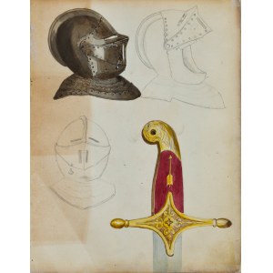 Antoni KOZAKIEWICZ (1841-1929), Szkice luźne przyłbic i miecza
