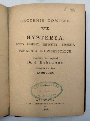 Leczenie domowe - Choroby nerek i pęcherza / Hysteria - Warszawa 1895/8