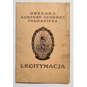 Legitymacja do odznaki K.O.P. - Korpus Ochrony Pogranicza - Batalion Dederkały