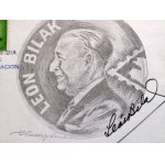 Karta ze znaczkiem Leon Bilak oraz autografem