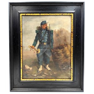 Francuski żołnierz - olej na desce - I wojna światowa [1914]