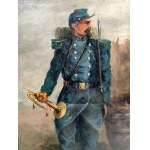 Francuski żołnierz - olej na desce - I wojna światowa [1914]