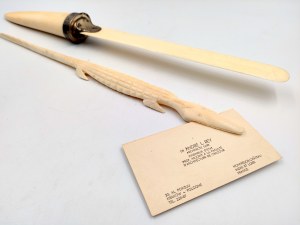 Nóż do listów i wizytwonik - kość słoniowa - pocz. XX wieku
