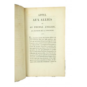 Appel aux allies et au peuple anglais en favour de la Pologne / Apel do sojuszników i Anglików na recz Polski, 1814r.