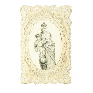 [XIXw.] Obrazek święty, koronkowy z wizerunkiem Matki Boskiej i Dzieciątka Jezus [1862r.]