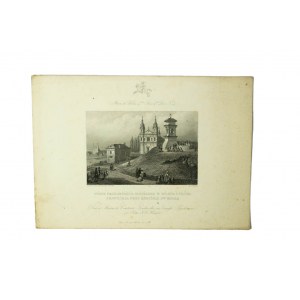 [WILNO] Widok przedmieścia Snipiszek w Wilnie i figura Zbawiciela przy kościele Sgo. Rafała, 1849r. Album de Wilna, RZADKIE