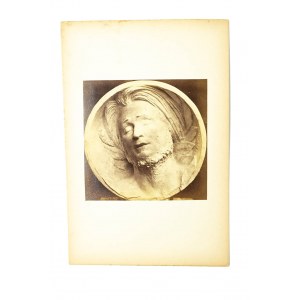 Fotografia dzieła Głowa umierającego Adama Mickiewicza autorstwa wybitnego francuskiego rzeźbiarza Augusta Preaulta (1809-1879)