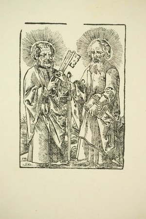Drzeworyt z postaciami św. Piotra i Pawła [patroni miasta] użyty do 