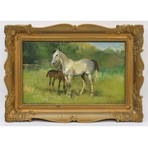 Jerzy KOSSAK (1886-1955), Konie na łące (Studjum konia)- SPRZEDANE