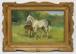 Jerzy KOSSAK (1886-1955), Konie na łące (Studjum konia)- SPRZEDANE