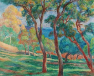 Józef PANKIEWICZ (1866-1940), Pinie na zboczu - Saint-Tropez, 1921 -SPRZEDANE