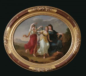 Angelica KAUFFMANN (1741-1807) - według, Scena alegoryczna - Piękno kierowane przez roztropność odrzuca dowcip gardząc nagabywaniem szaleństwa
